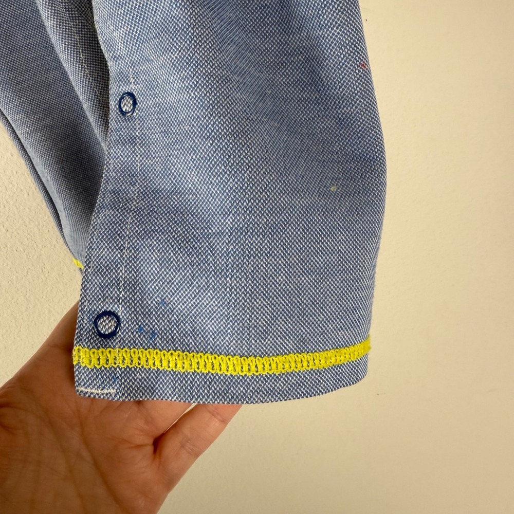 Vintage Carters‎ Kids Blue Train Overalls 24 Months Romper Jumper Snap Button - Picture 5 of 9